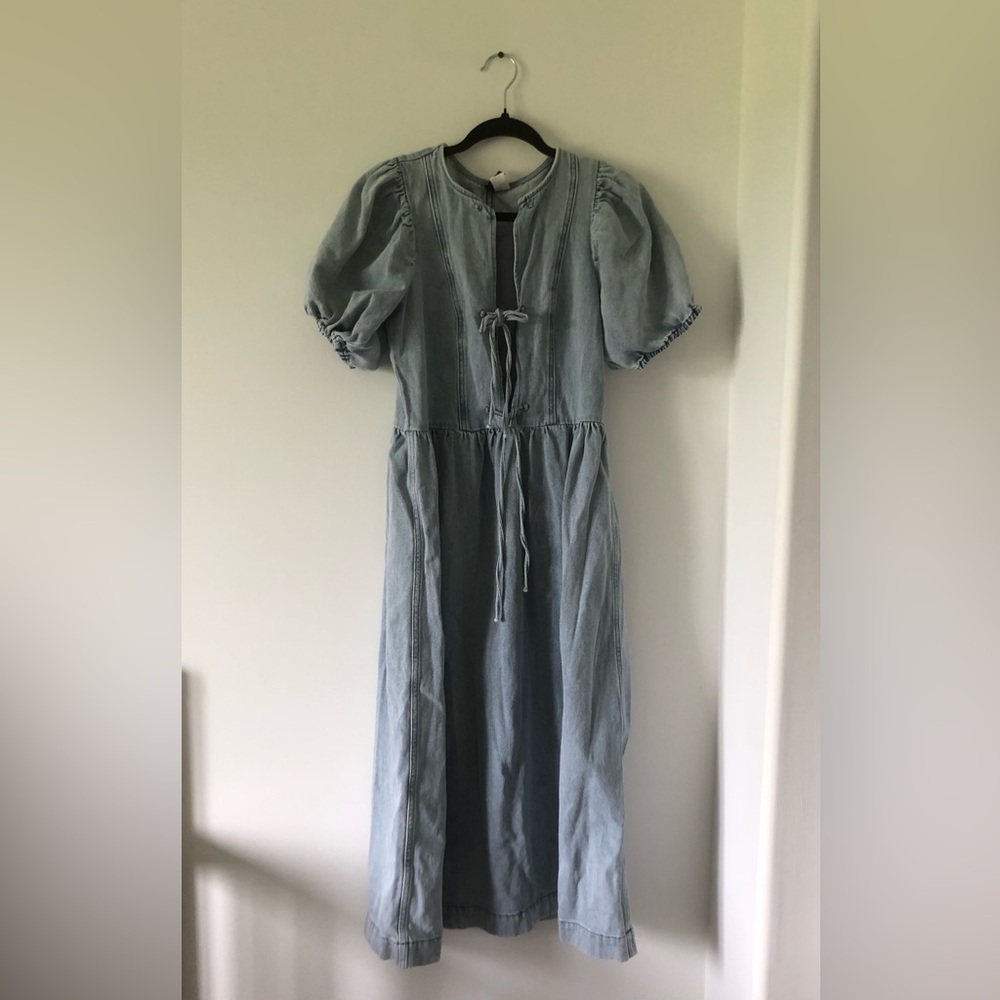 H&M Divided Light Denim Midi Dress | size xxs - Picture 2 of 8